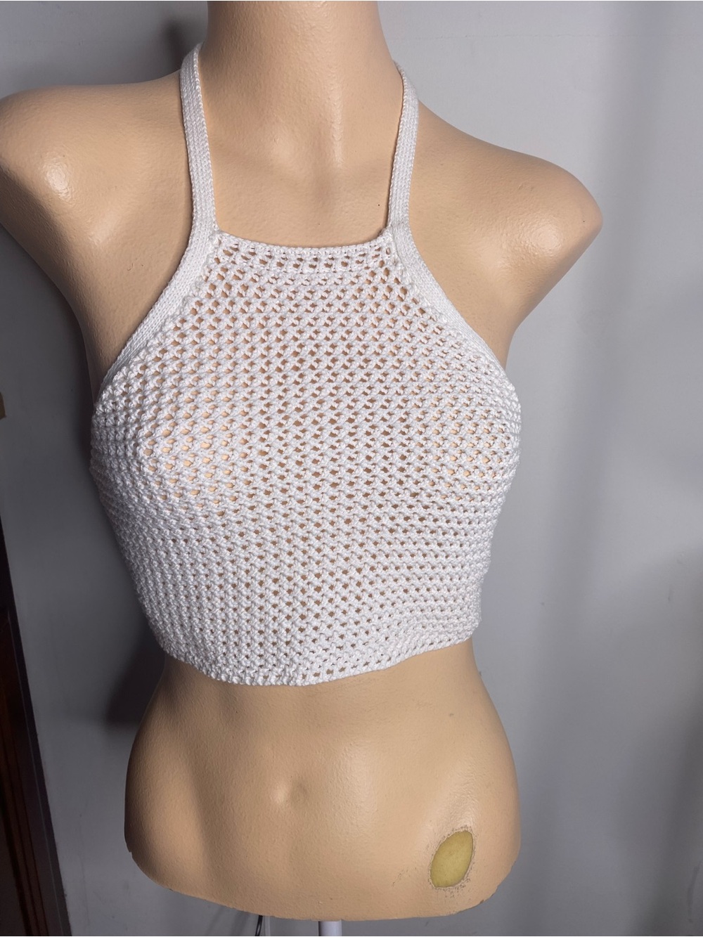 Streetwear Society White Crochet Halter Crop Top